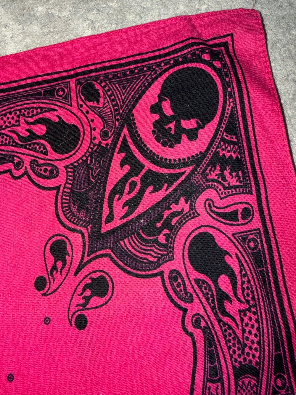 Hot Pink Skull Paisley Bandana Scarf - Women's Accessory